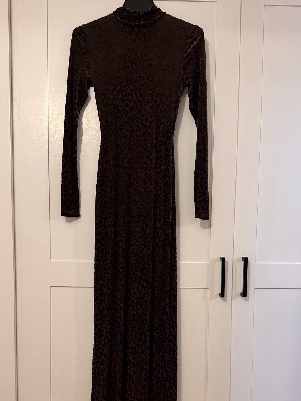 naked wardrobe Brown Long-Sleeve Leopard-Print Maxi Dress